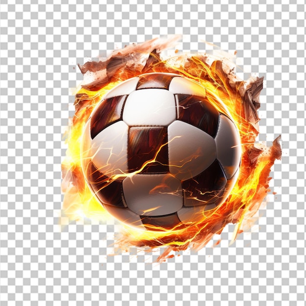 fuego de pelota de fútbol en fondo negro