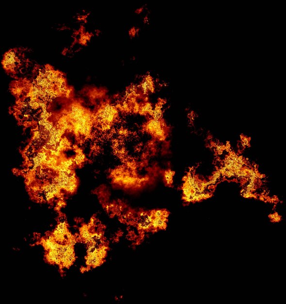 Fuego rojo y naranja ardiente sobre narguile de humo naranja abstracto sobre un fondo negro