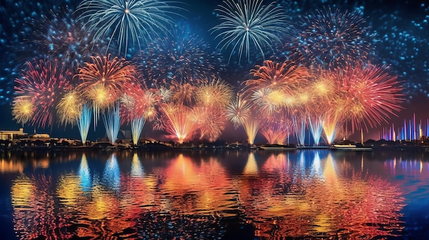 Fuegos artificiales del 4 de julio celebrando la independencia de EE. UU.