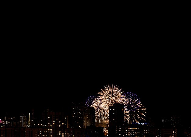 Fuegos artificiales brillantes en el Día de la Independencia