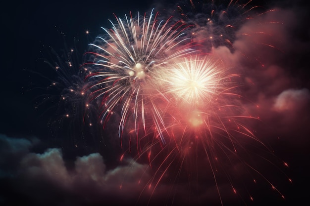 Fuegos artificiales en el cielo con un fondo oscuro