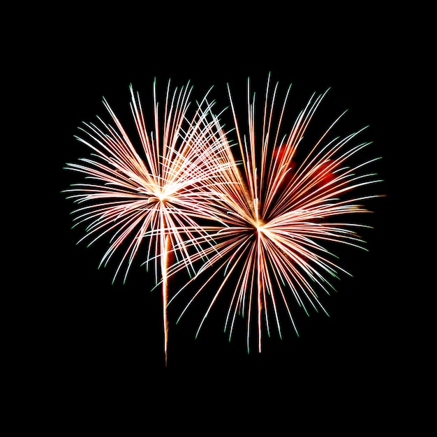 Fuegos artificiales en un cielo nocturno