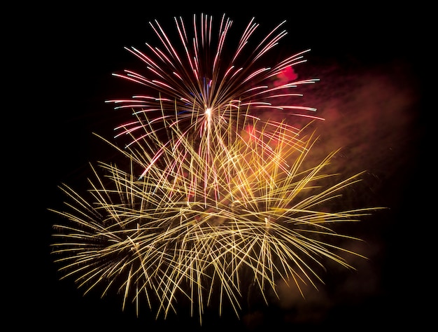 fuegos artificiales en el cielo oscuro de fondo