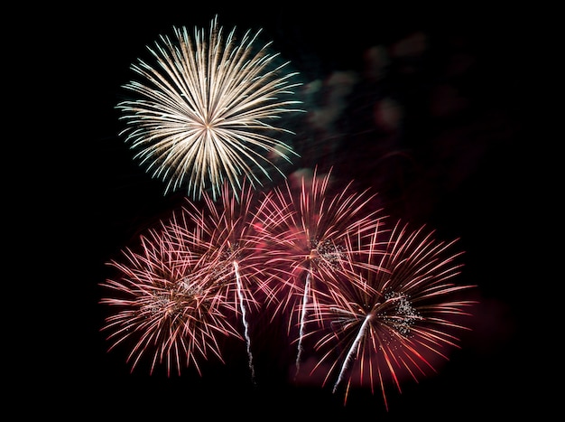 fuegos artificiales en el cielo oscuro de fondo