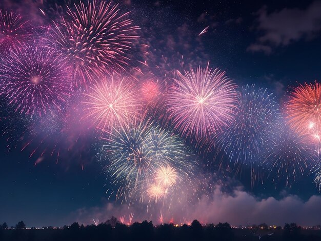 fuegos artificiales en el cielo