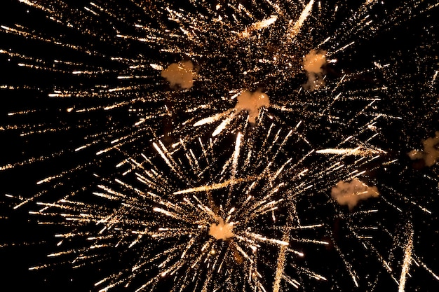 Fuegos artificiales dorados en cielo negro