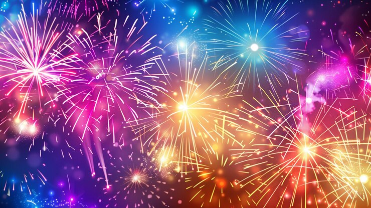 los fuegos artificiales se encienden en el cielo nocturno con luces de colores generativas ai