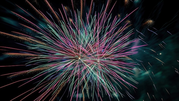 Foto fuegos artificiales estallando en el cielo sobre un fondo negro