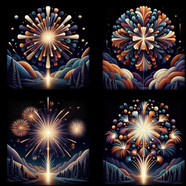 Fuegos artificiales festivos de Año Nuevo Celebración de fuegos artificiales de Año Nuevo