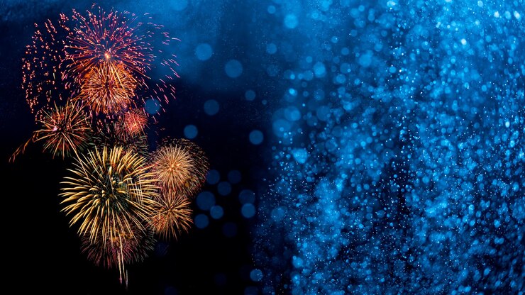 Fuegos artificiales con fondo abstracto bokeh
