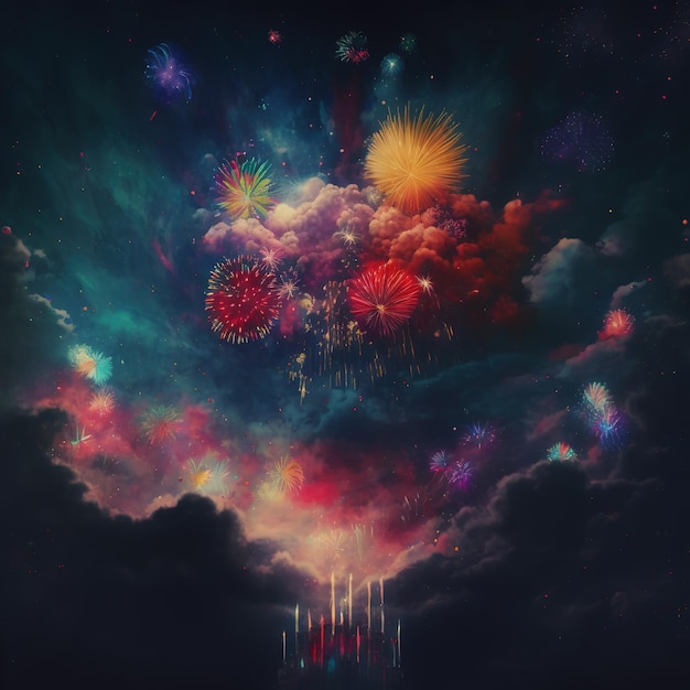 Los fuegos artificiales iluminan el cielo