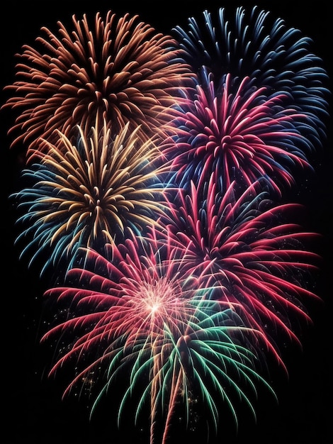 Foto fuegos artificiales iluminando un cielo oscuro