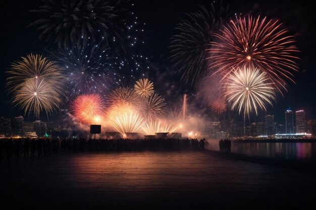 los fuegos artificiales muestran la composición