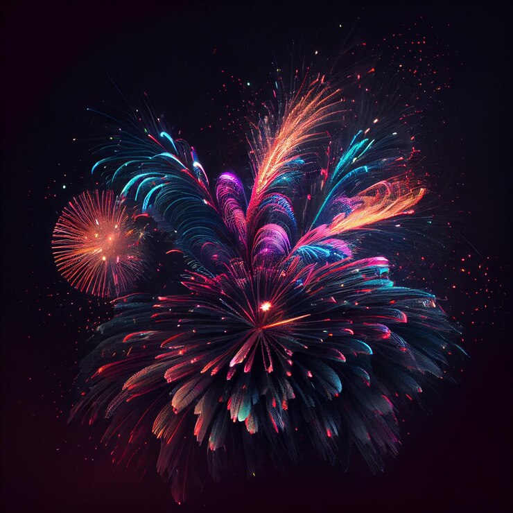 Fuegos artificiales en la noche 3d Generativo ai