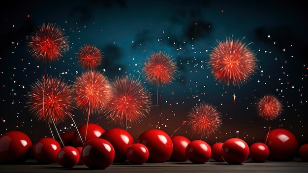 Fuegos artificiales rojos celebran el aniversario feliz nuevo fondo ilustraciones en HD