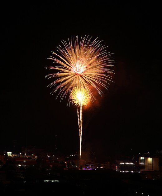 Fuegos artificiales sobre el cielo