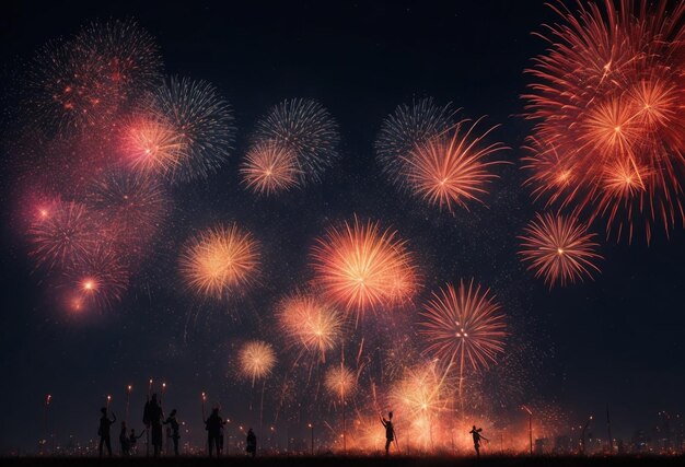 fuegos artificiales sobre la ciudad