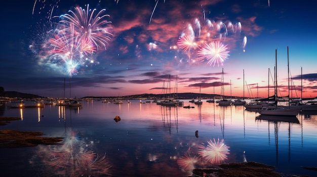 Fuegos artificiales sobre el puerto