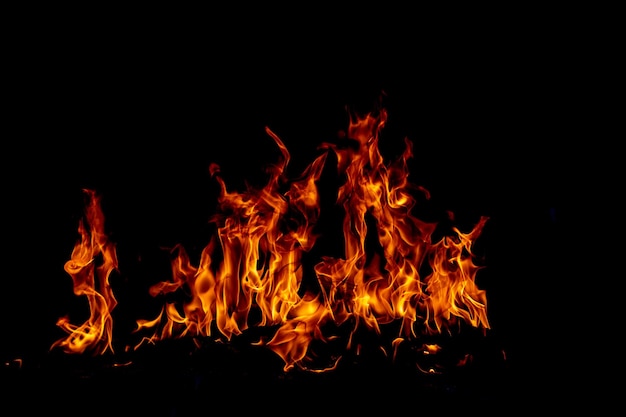Fuegos de llama queman luces sobre un fondo negro llamas de fuego sobre fondo negro llama de fuego abstracta ba