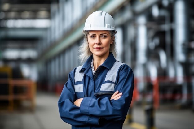 Führende Ingenieurin in einer Industriefabrik, Porträt einer Geschäftsführerin