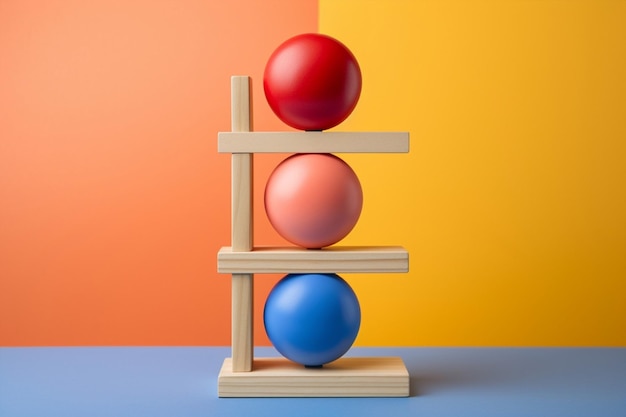 Foto führung hintergrund objekt pastell abstrakte form gleichgewichtskugel zylinder blau rot rendering kugel geschäftserfolg kreativität design spielzeug geometrie helle würfelkonzepte