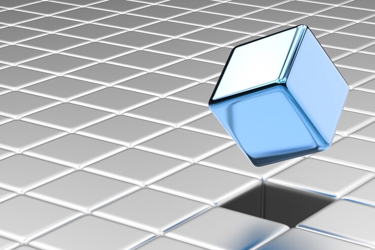 Foto führungskonzept mit 3d-rendering blauem kubischem pop-up