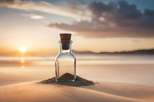 Füllung einer Flasche mit Sand