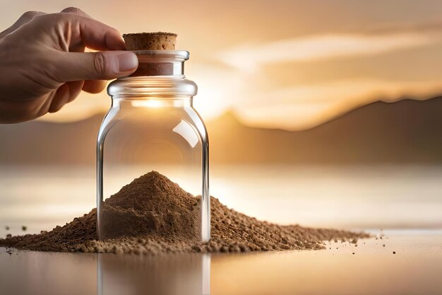 Füllung einer Flasche mit Sand