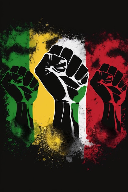 Fünf Fäuste Panafrikanische Flagge Generative Ai