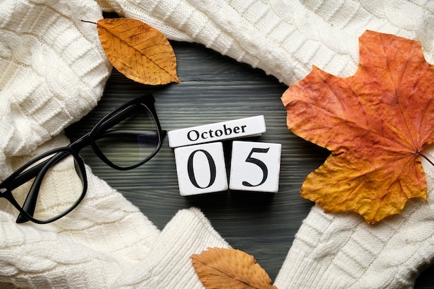 Foto fünfter tag des herbstmonats kalender oktober