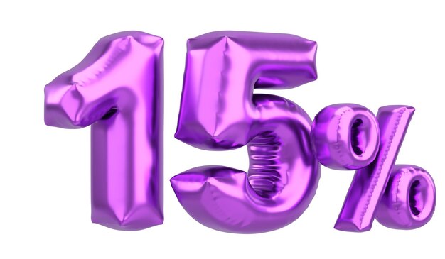 Fünfzehn Prozent 15 Ballon-Text 3D-Illustration