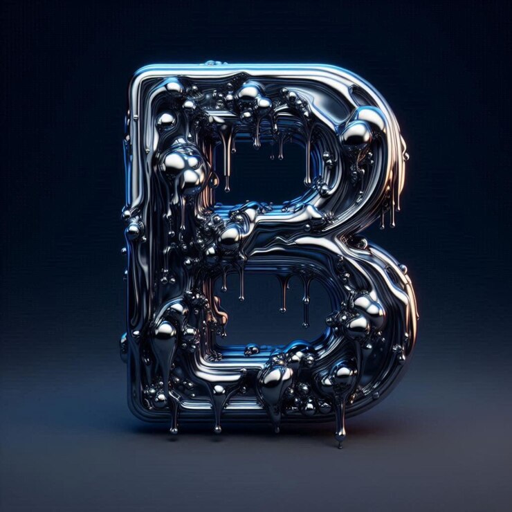 Foto una fuente 3d líquida futurista con un brillo metálico