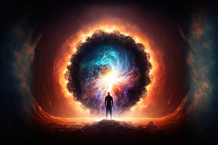 Foto la fuente de la energía de la conciencia del universo, la fuerza vital, el prana, la mente de dios y la espiritualidad, la ia generativa.