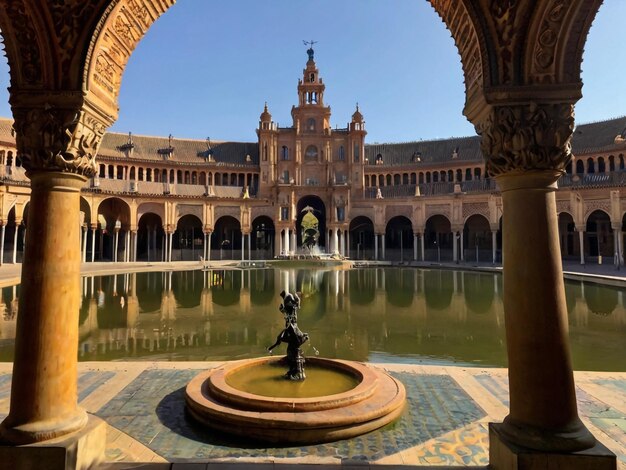 Foto una fuente con una estatua en el medio