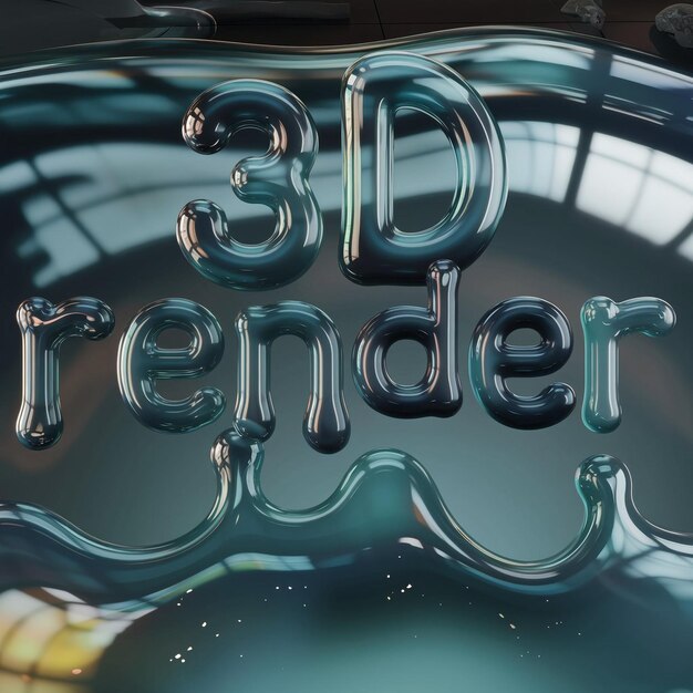 fuente líquida 3d con la fuente líquida de texto