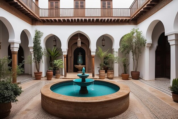 Fuente del patio del Riad marroquí