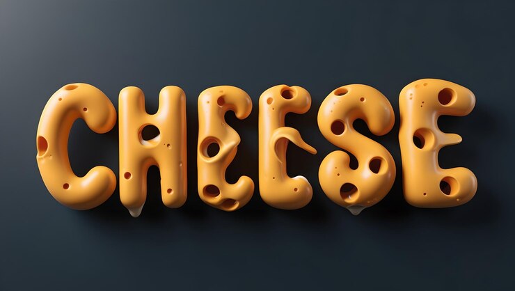 Foto fuente única al estilo de queso suizo incluye letras derretidas con agujeros ideales tipográficas para alimentos