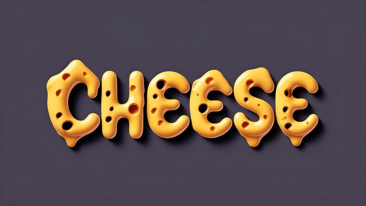 Foto fuente única al estilo de queso suizo incluye letras derretidas con agujeros ideales tipográficas para alimentos