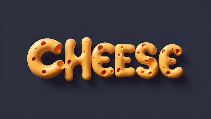 Foto fuente única al estilo de queso suizo incluye letras derretidas con agujeros ideales tipográficas para alimentos