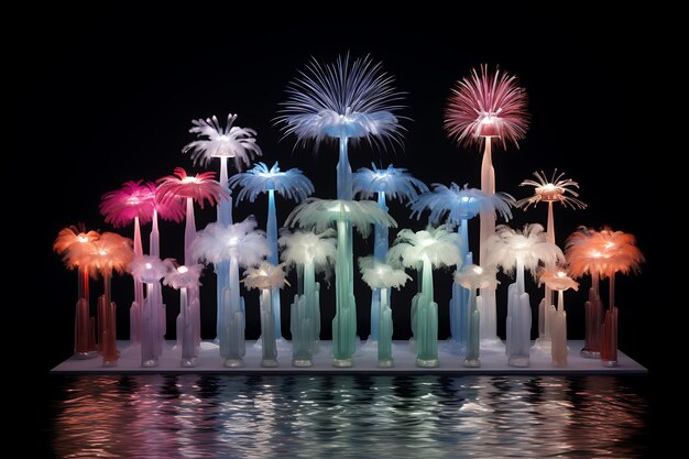 Foto fuentes de fuegos artificiales de colores