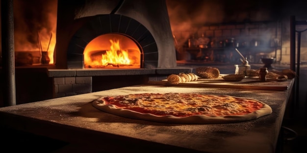 Für den Pizzaofen wird ein holzbefeuerter Pizzaofen vorbereitet.