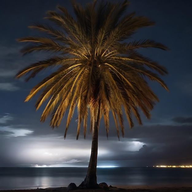 Für die Palmenansicht bei Nacht AI