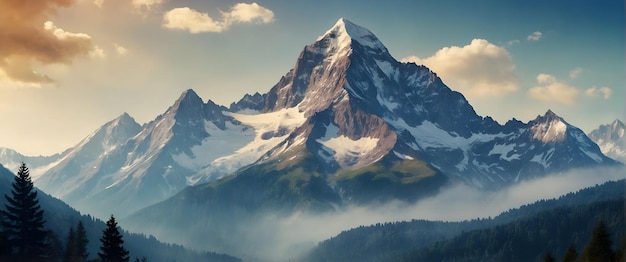 Für Werbung und Banner als Mountain Majesty Zeigen Sie die ehrfurchtsvolle Anwesenheit von hohen Gipfeln