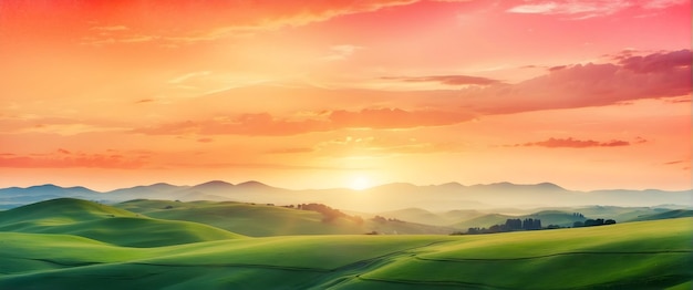 Für Werbung und Banner als Sunset Vista Eine überwältigende Aquarell-Vista der Sonnenuntergang über rol