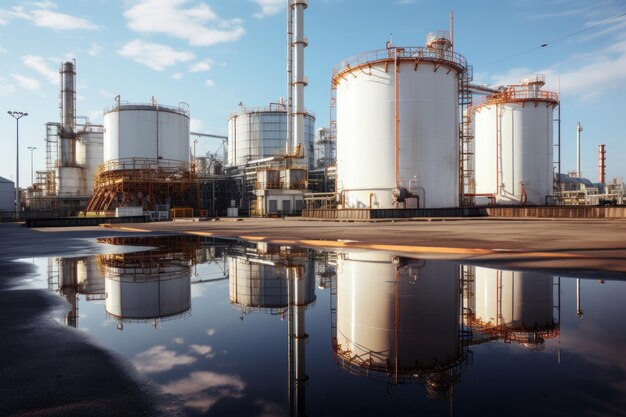 Foto fuera de una refinería de petróleo tuberías instalaciones de petróleo para la fábrica de energía generación de ia de petróleo