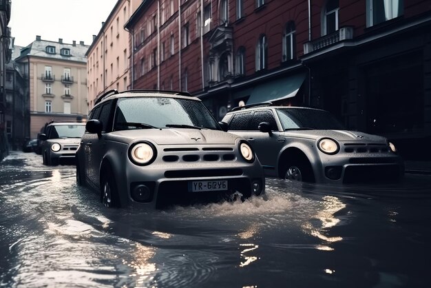 Fuertes lluvias en la ciudad IA generativa