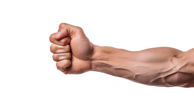 Foto fuertes músculos de la mano aislado sobre fondo blanco.