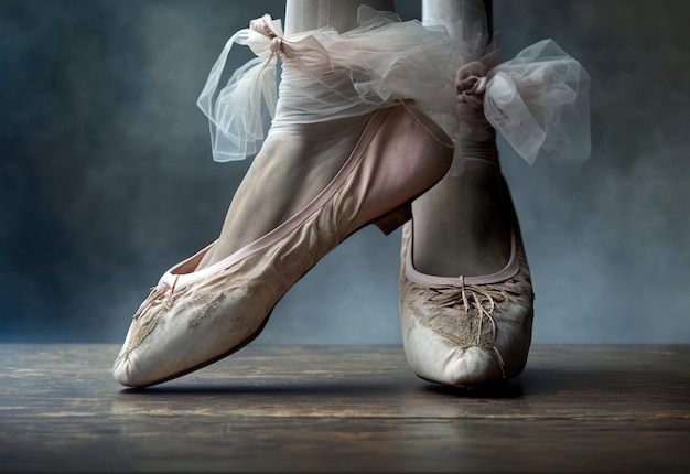 Füße der Ballerina tanzen im Ballettschuh