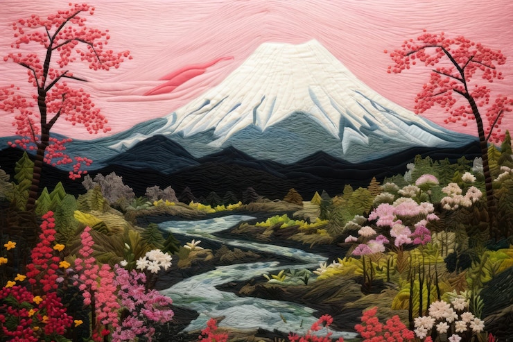 Foto fuji-berg japan landschaft im freien malerei