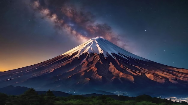 Fuji-Berg mit Milchstraße in der Nacht